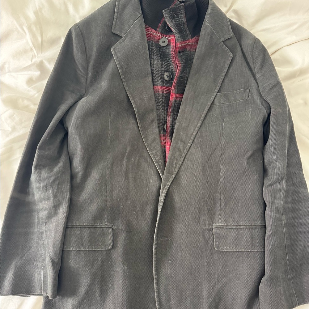 Dolce & Gabbana double layered Jacket. Chalkboard Black with Red plaid Accents